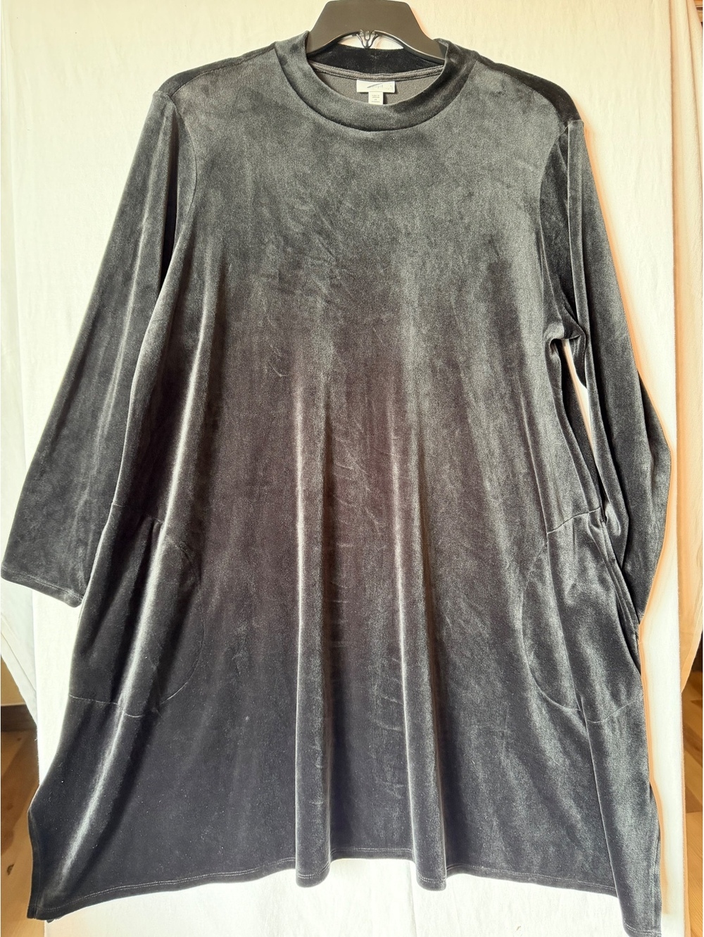J Jill Women's 2X Black Velvet Long Sleeve Dress